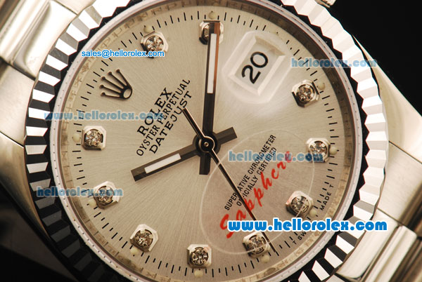 Rolex Datejust Automatic Movement Full Steel with Silver Dial and Diamond Markers - Click Image to Close